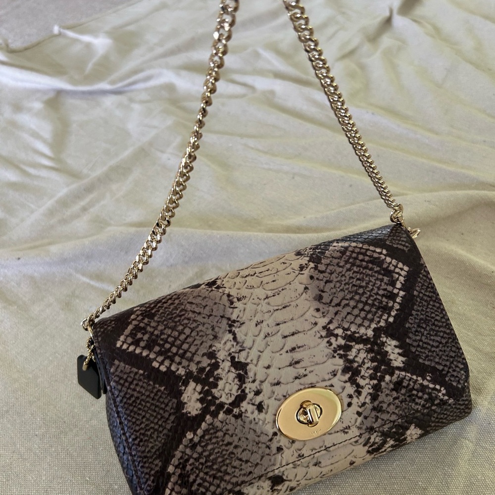 Coach Snakeskin Crossbody Bag with Gold Chain
